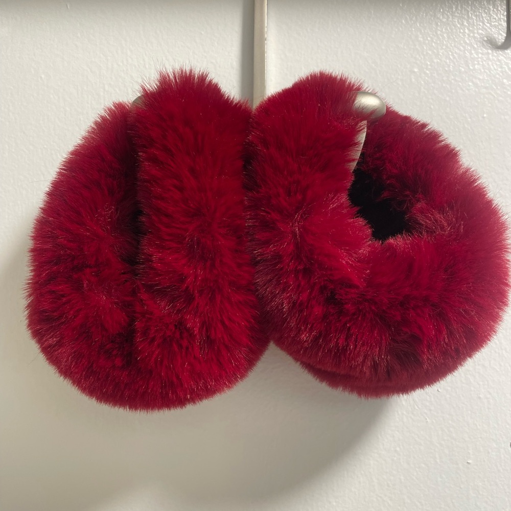 Red fur cuffs